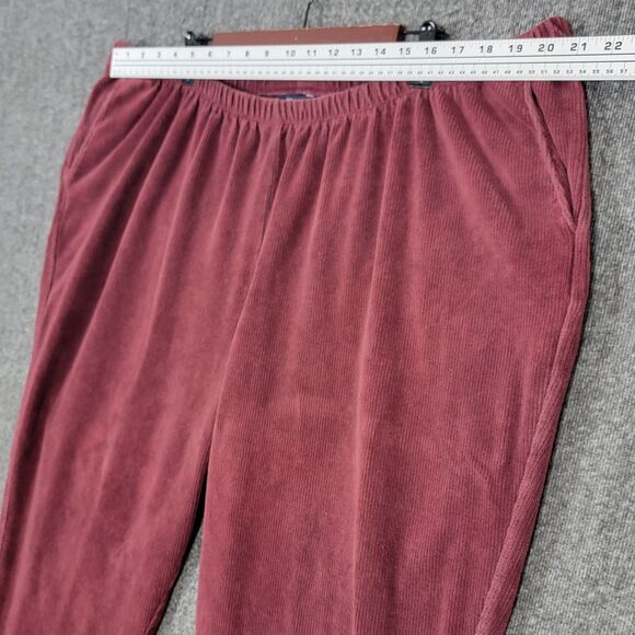 Lands End Pants Womens 3XP 24 - 26 Burgundy Corduroy Elastic Waist Pull-On - Picture 3 of 13